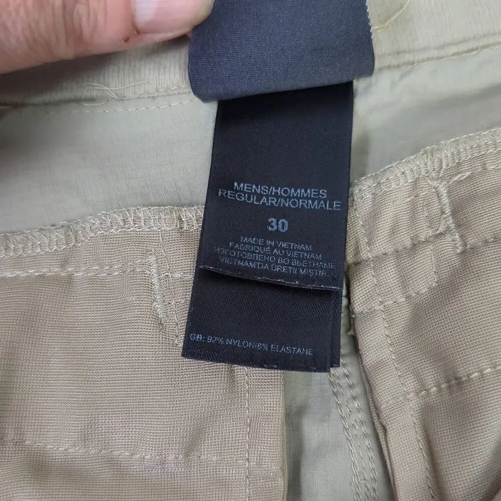 The North Face Men’s 30 Tan Khaki Cargo Hiking Outdoor Pants Stow Pocket